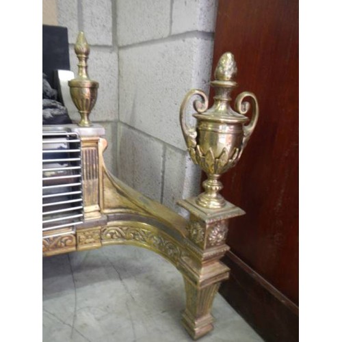 2947 - A good quality heavy brass and metal period style electric fire, approximately 90cm wide x 48 cm dee... 