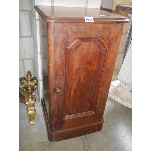 2948 - A single door mahogany pot cupboard, a/f. COLLECT ONLY.