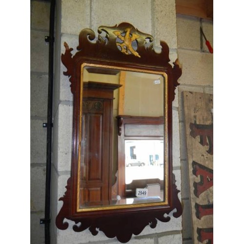 2949 - A Victorian bevel edged mirror, 74 x 44cm, a/f, COLLECT ONLY.