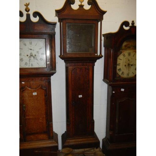 2969 - A good oak cased Grandfather clock case with spare hood and 4 spare pendulums, COLLECT ONLY.