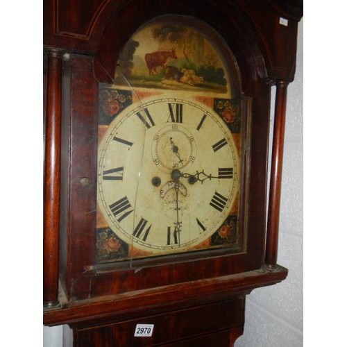 2970 - A Victorian Grandfather clock, complete but needs repair. COLLECT ONLY.