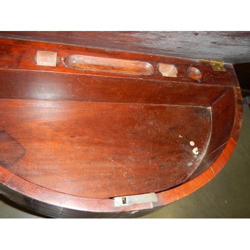 2971 - A Victorian mahogany D shaped drop side writing table. COLLECT ONLY.