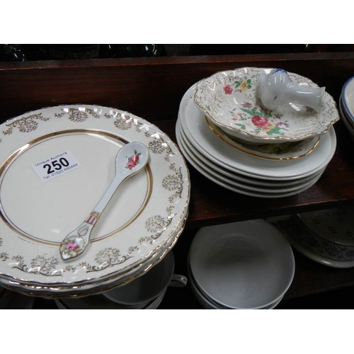 250 - Three shelves of assorted tea ware etc., COLLECT ONLY.