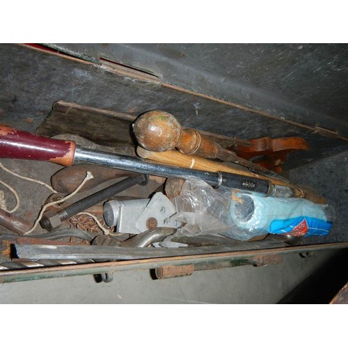 278 - 2 metal tool boxes and a plastic tool box with hose and electrical wiring, COLLECT ONLY.