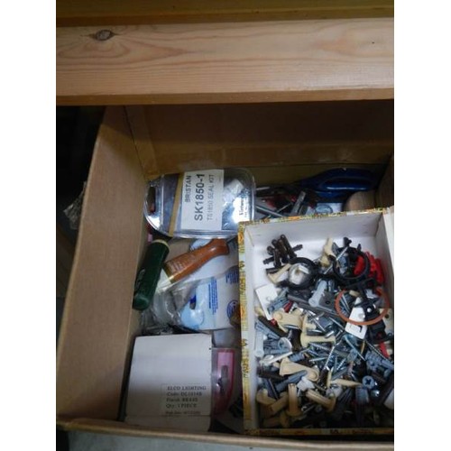 343 - A box of miscellaneous tools, room thermostat etc.,