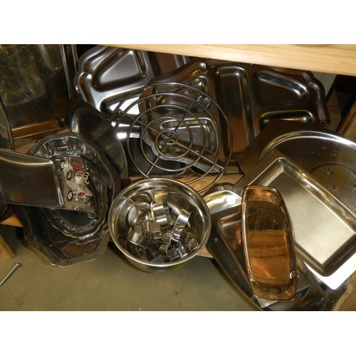 350 - Approximately 30 pieces of stainless steel including teapots, plates etc.,