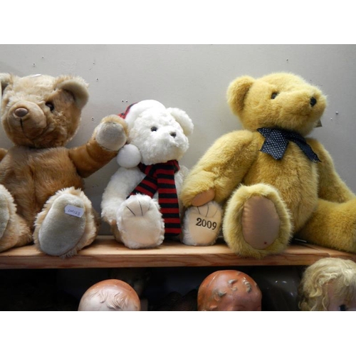 1026 - 3 shelves of old Teddy Bears & Dolls