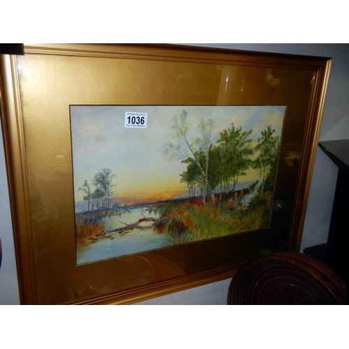 1036 - A gilt framed watercolour, unsigned.
Collect Only.