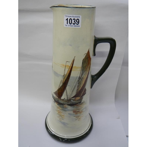 1039 - A large tall Royal Doulton jug A/F