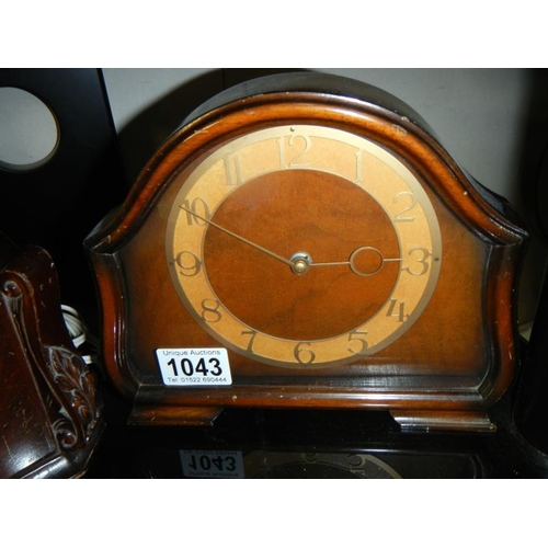 1043 - 2 mid 20th century mantle clocks (1 electric & spring in good order)