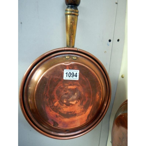 1094 - 2 Victorian copper warming pans