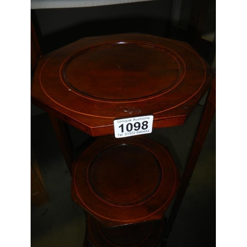 1098 - An inlaid 3 tier fold up cake stand