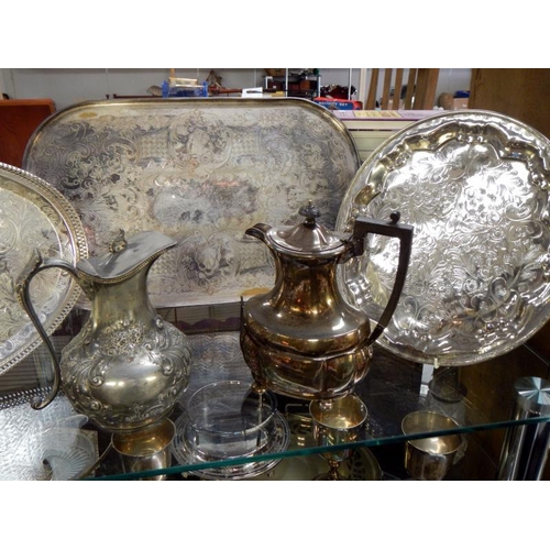 1210 - 4 shelves of silver plate items