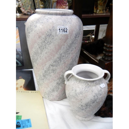 1162 - 2 West German vases in mottled gray & pink