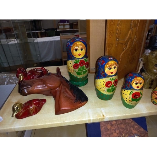 1275 - A quantity of wooden items including Russian Dolls