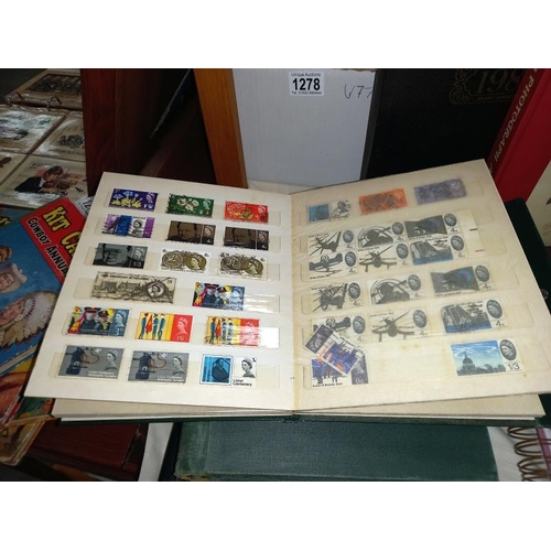 1277 - 5 old stamp albums with stamps