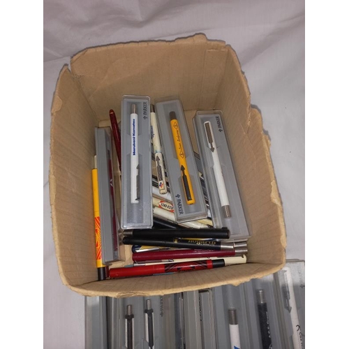 1333 - A quantity of mainly advertising Parker pens including fountain pen example