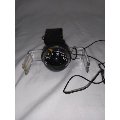 1374 - A hand bearing compass & 2 compass torches