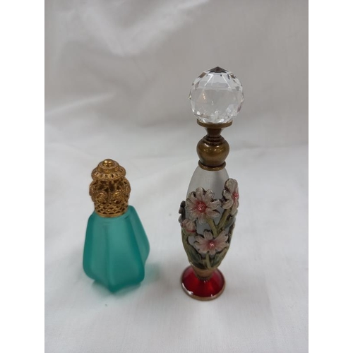 1381 - 2 Excellent metal Faries and perfume bottles etc.