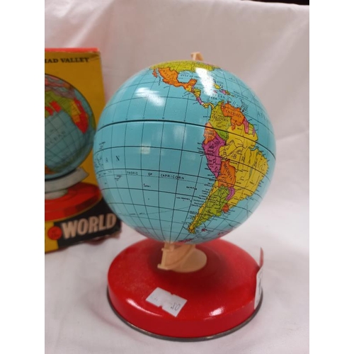 1382 - A 1950's metal Chad Valley globe in a box