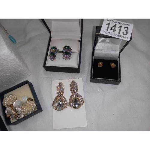 1413 - A quantity of nice earrings etc. in good condition. Approximately 30 pairs