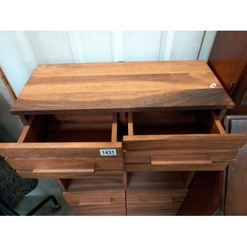 1431 - A teak shelf unit with drawers. 60cm x 26cm x 106cm high COLLECT ONLY