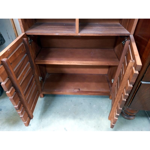 1431 - A teak shelf unit with drawers. 60cm x 26cm x 106cm high COLLECT ONLY