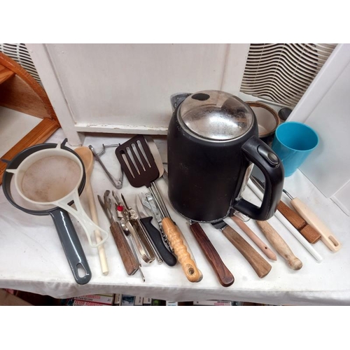 108 - A quantity of kitchenalia including small white painted lift up cupboard COLLECT ONLY