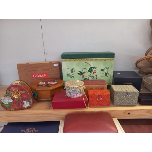 16 - A collection of decorative cardboard & wooden boxes, some modern oriental types