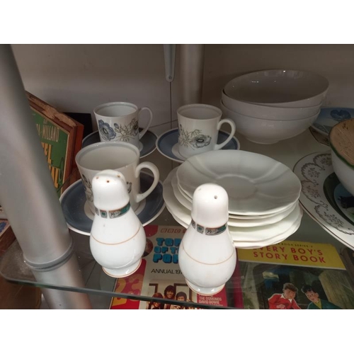 20 - A quantity of porcelain items including plates, cups, bowl, salt & pepper etc.