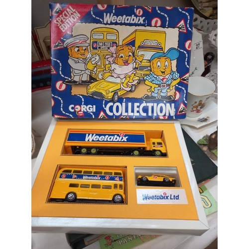 28 - A collection of die cast including Days Gone, Esso & a Weetabix Corgi collection