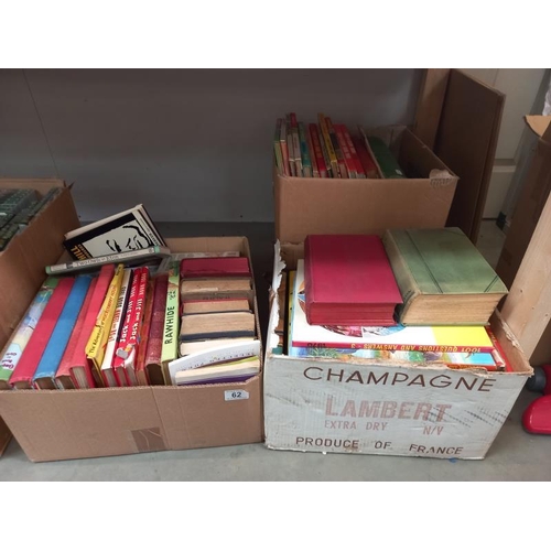 62 - 2 boxes of old books/annuals.