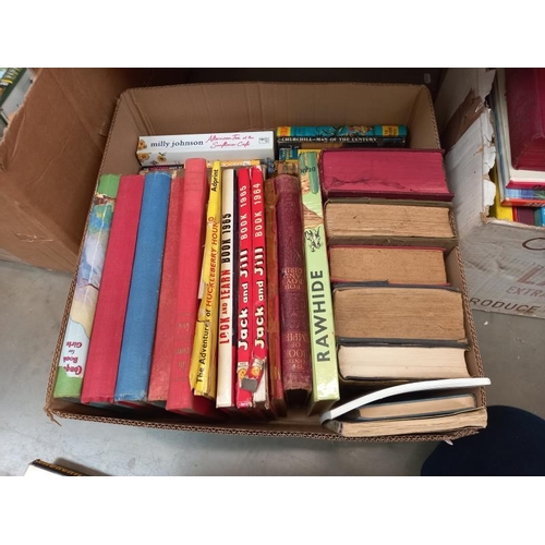 62 - 2 boxes of old books/annuals.