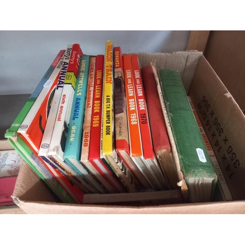 62 - 2 boxes of old books/annuals.