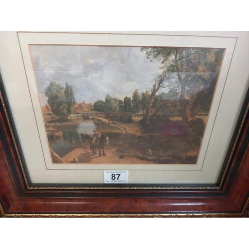 87 - A framed and glazed rural print. Collect only