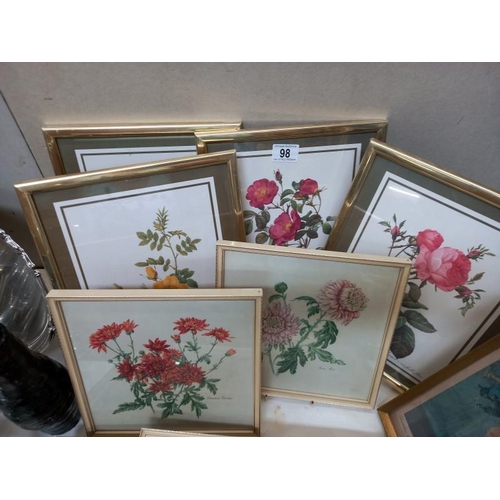 98 - A quantity of flower pictures in frames COLLECT ONLY