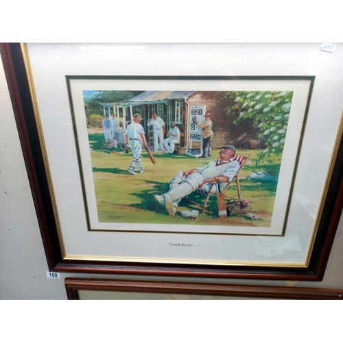 150 - 2 cricket related framed & glazed prints - Cometh the hour & Hadlee's last wicket in test cricket. 4... 