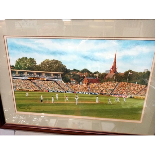 150 - 2 cricket related framed & glazed prints - Cometh the hour & Hadlee's last wicket in test cricket. 4... 