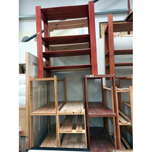 169 - A large lot of timber shelving (5 tall and 7 short)