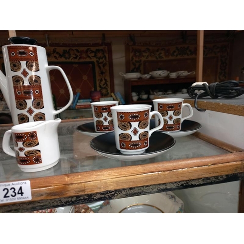 234 - A retro J F pottery coffee set