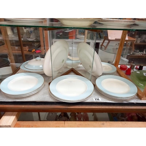 236 - A quantity of pale blue  Weatherby plates, tureens & a gravy boat