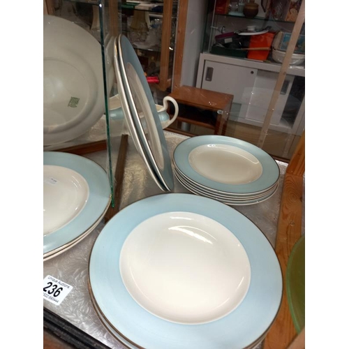 236 - A quantity of pale blue  Weatherby plates, tureens & a gravy boat