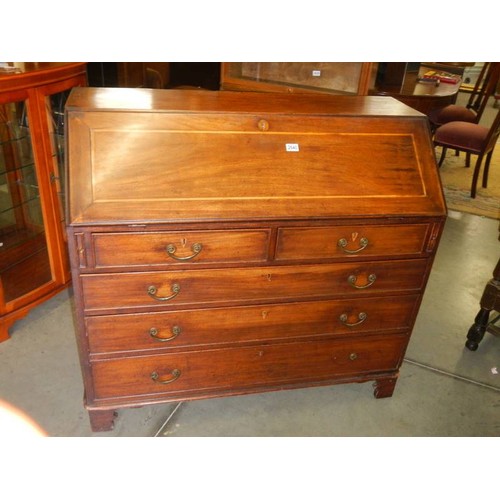 2640 - A Victorian mahogany inlaid bureau. COLLECT ONLY.