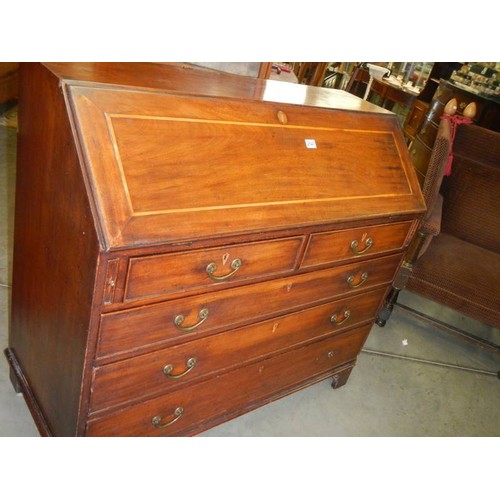 2640 - A Victorian mahogany inlaid bureau. COLLECT ONLY.