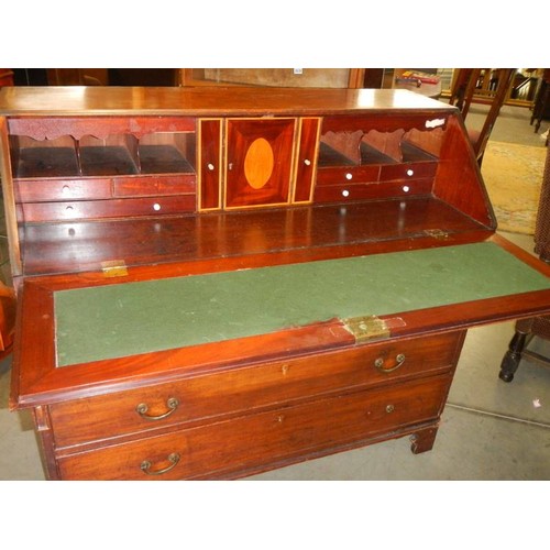 2640 - A Victorian mahogany inlaid bureau. COLLECT ONLY.