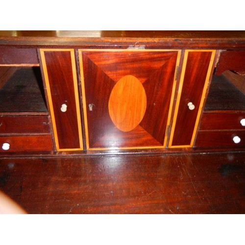 2640 - A Victorian mahogany inlaid bureau. COLLECT ONLY.