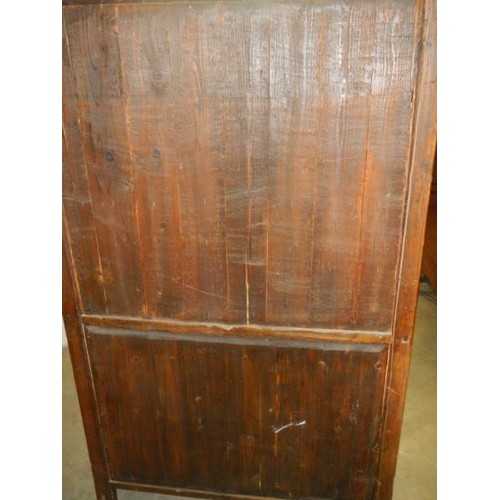 2642 - An old Chinese carved cabinet with painted back panels. COLLECT ONLY.