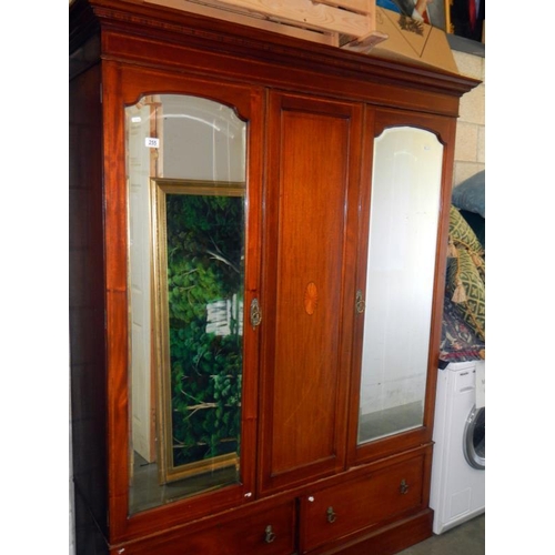 255 - A double mirrored inlaid wardrobe