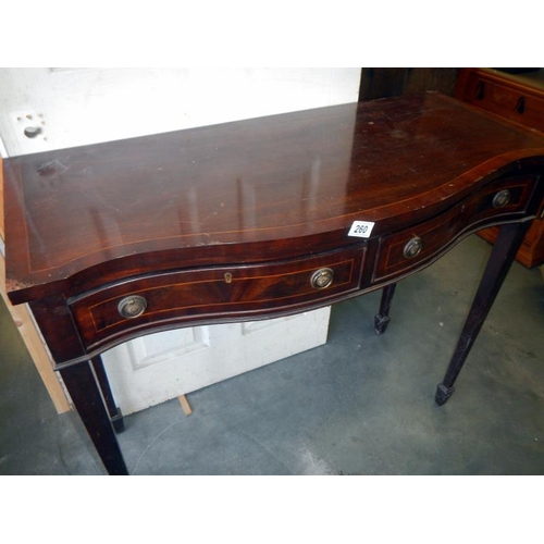 260 - A Serpentine fronted inlaid side table with 2 drawers