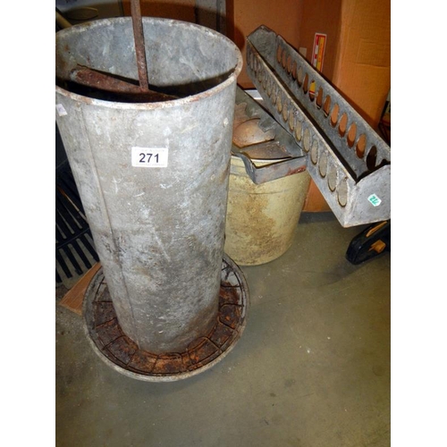 271 - A quantity of galvanised animal feeders (A/F corroded)